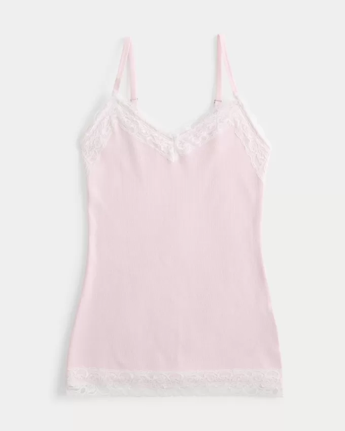 Ribbed Lace Trim Cami,Ribbed Lace Trim Cami Ribbed Lace Trim Cami,Ribbed Lace Trim Cami
