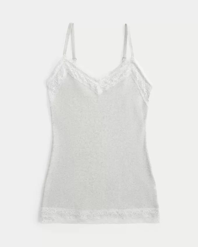 Ribbed Lace Trim Cami,Ribbed Lace Trim Cami Ribbed Lace Trim Cami,Ribbed Lace Trim Cami