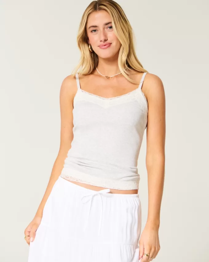 Ribbed Lace Trim Cami,Ribbed Lace Trim Cami Ribbed Lace Trim Cami,Ribbed Lace Trim Cami