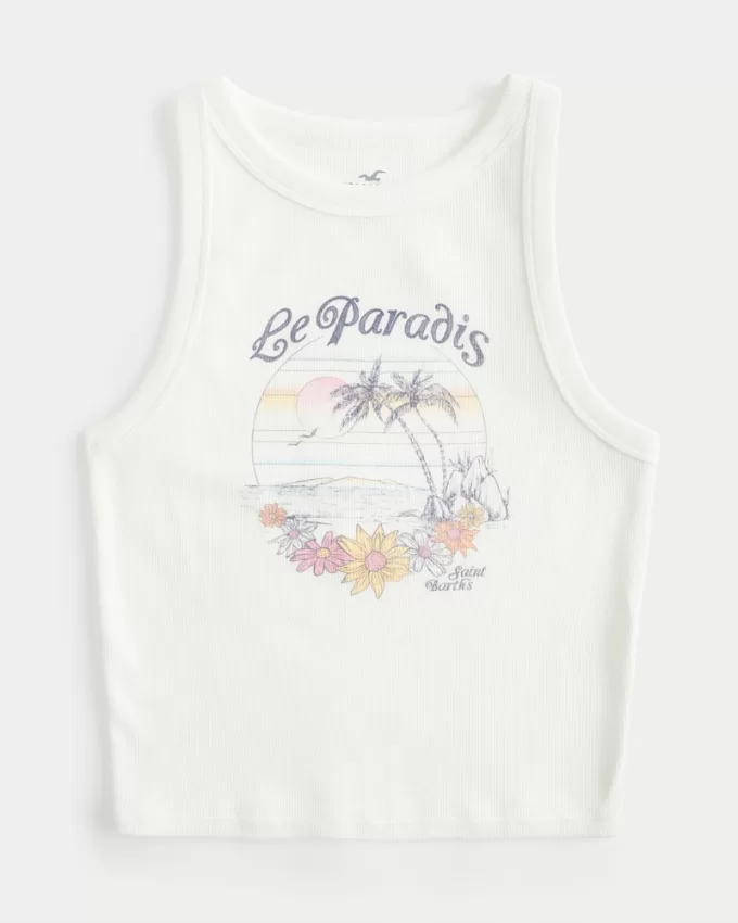 Ribbed Le Paradis Graphic High-Neck Tank,Ribbed Le Paradis Graphic High-Neck Tank Ribbed Le Paradis Graphic High-Neck Tank,Ribbed Le Paradis Graphic High-Neck Tank