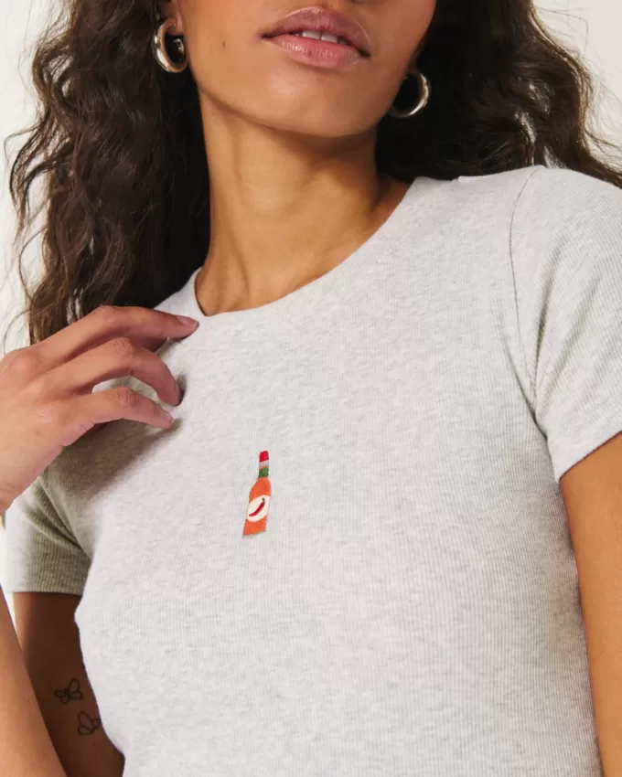 Ribbed Longer-Length Hot Sauce Graphic Baby Tee,Ribbed Longer-Length Hot Sauce Graphic Baby Tee Ribbed Longer-Length Hot Sauce Graphic Baby Tee,Ribbed Longer-Length Hot Sauce Graphic Baby Tee