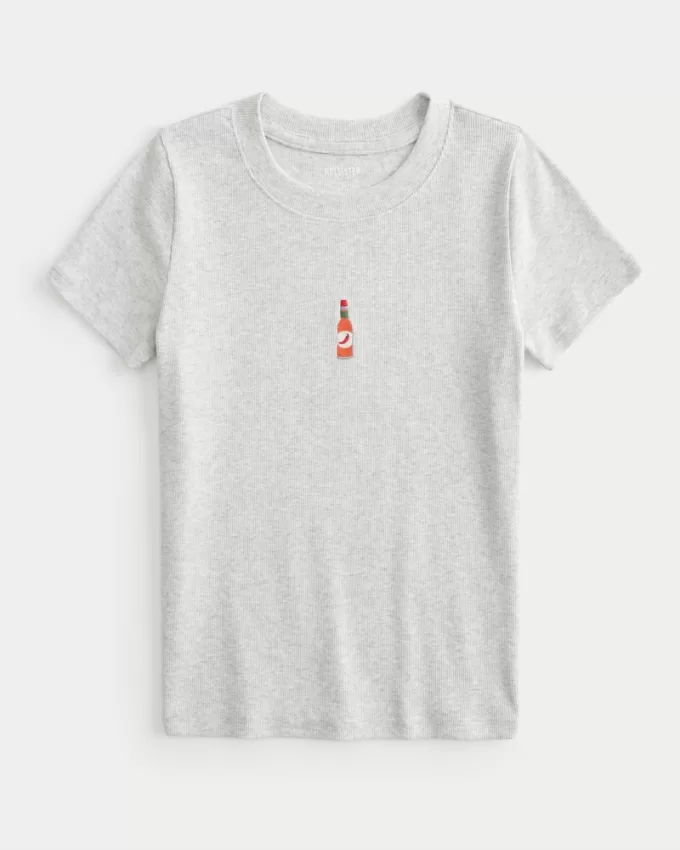 Ribbed Longer-Length Hot Sauce Graphic Baby Tee,Ribbed Longer-Length Hot Sauce Graphic Baby Tee Ribbed Longer-Length Hot Sauce Graphic Baby Tee,Ribbed Longer-Length Hot Sauce Graphic Baby Tee