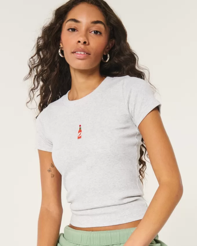 Ribbed Longer-Length Hot Sauce Graphic Baby Tee,Ribbed Longer-Length Hot Sauce Graphic Baby Tee Ribbed Longer-Length Hot Sauce Graphic Baby Tee,Ribbed Longer-Length Hot Sauce Graphic Baby Tee