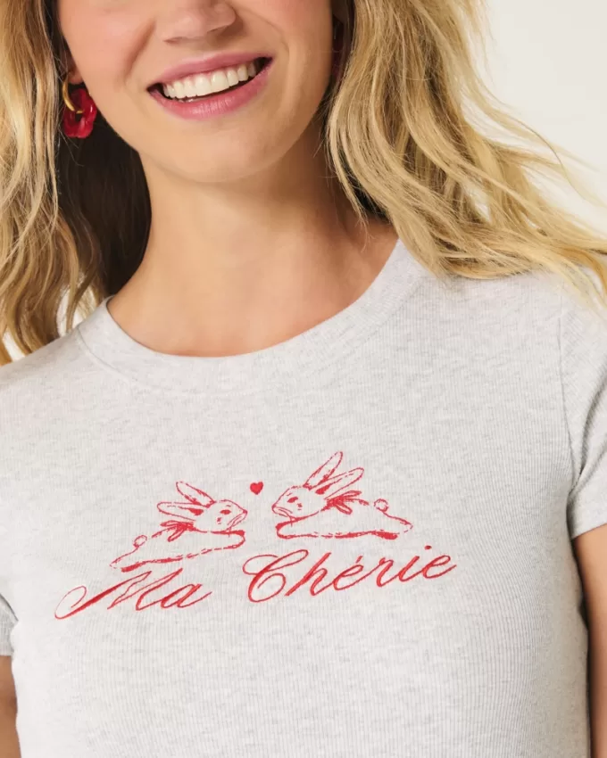 Ribbed Longer-Length Ma Chérie Graphic Baby Tee,Ribbed Longer-Length Ma Chérie Graphic Baby Tee Ribbed Longer-Length Ma Chérie Graphic Baby Tee,Ribbed Longer-Length Ma Chérie Graphic Baby Tee