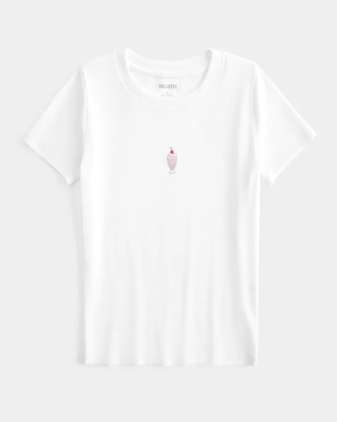 Ribbed Longer-Length Milkshake Graphic Baby Tee,Ribbed Longer-Length Milkshake Graphic Baby Tee Ribbed Longer-Length Milkshake Graphic Baby Tee,Ribbed Longer-Length Milkshake Graphic Baby Tee