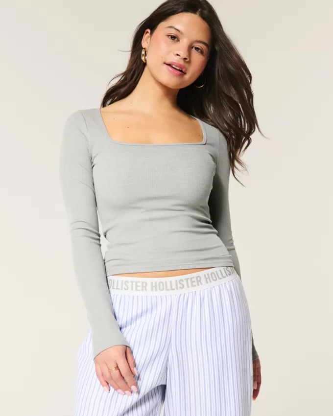 Ribbed Seamless Fabric Long-Sleeve Top,Ribbed Seamless Fabric Long-Sleeve Top Ribbed Seamless Fabric Long-Sleeve Top,Ribbed Seamless Fabric Long-Sleeve Top