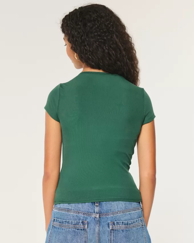 Ribbed Seamless Fabric Scoop Baby Tee,Ribbed Seamless Fabric Scoop Baby Tee Ribbed Seamless Fabric Scoop Baby Tee,Ribbed Seamless Fabric Scoop Baby Tee