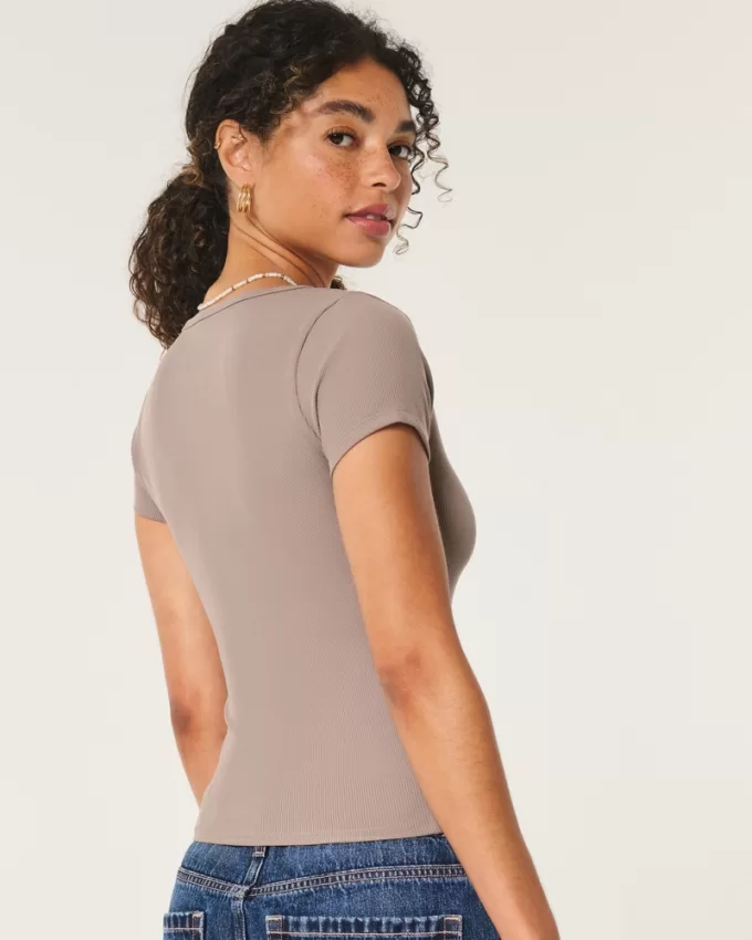 Ribbed Seamless Fabric Scoop Baby Tee,Ribbed Seamless Fabric Scoop Baby Tee Ribbed Seamless Fabric Scoop Baby Tee,Ribbed Seamless Fabric Scoop Baby Tee