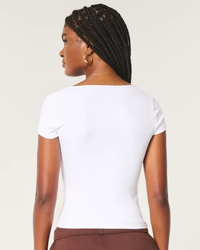 Ribbed Seamless Fabric Scoop Baby Tee,Ribbed Seamless Fabric Scoop Baby Tee Ribbed Seamless Fabric Scoop Baby Tee,Ribbed Seamless Fabric Scoop Baby Tee