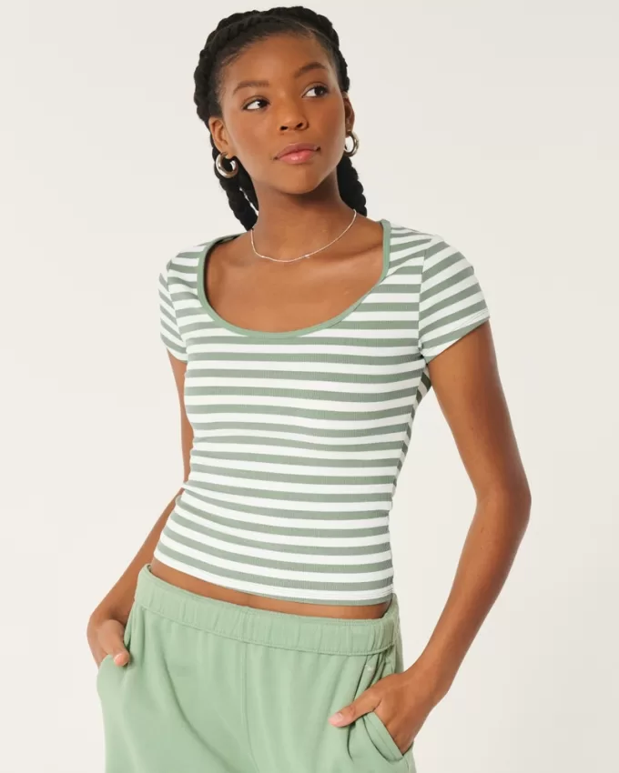 Ribbed Seamless Fabric Scoop Baby Tee,Ribbed Seamless Fabric Scoop Baby Tee Ribbed Seamless Fabric Scoop Baby Tee,Ribbed Seamless Fabric Scoop Baby Tee