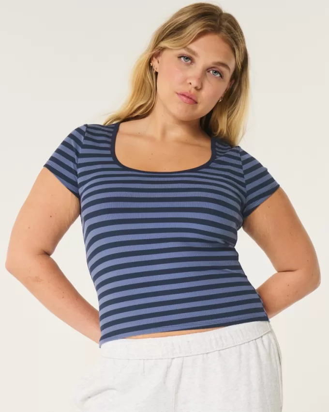 Ribbed Seamless Fabric Scoop Baby Tee,Ribbed Seamless Fabric Scoop Baby Tee Ribbed Seamless Fabric Scoop Baby Tee,Ribbed Seamless Fabric Scoop Baby Tee