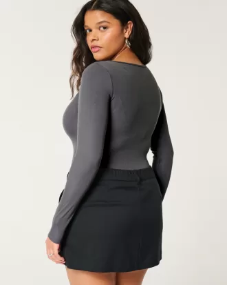 Ribbed Seamless Fabric Square-Neck Bodysuit,Ribbed Seamless Fabric Square-Neck Bodysuit Ribbed Seamless Fabric Square-Neck Bodysuit,Ribbed Seamless Fabric Square-Neck Bodysuit