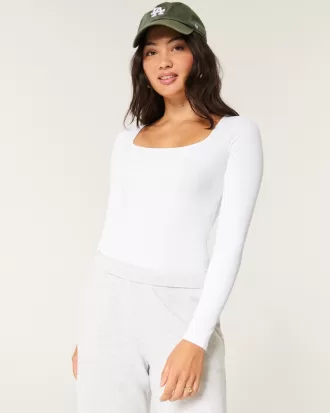 Ribbed Seamless Fabric Square-Neck Bodysuit,Ribbed Seamless Fabric Square-Neck Bodysuit Ribbed Seamless Fabric Square-Neck Bodysuit,Ribbed Seamless Fabric Square-Neck Bodysuit