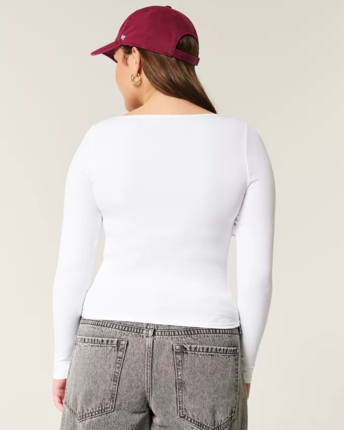 Ribbed Seamless Fabric Square-Neck Top,Ribbed Seamless Fabric Square-Neck Top Ribbed Seamless Fabric Square-Neck Top,Ribbed Seamless Fabric Square-Neck Top