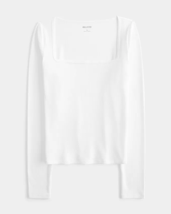 Ribbed Seamless Fabric Square-Neck Top,Ribbed Seamless Fabric Square-Neck Top Ribbed Seamless Fabric Square-Neck Top,Ribbed Seamless Fabric Square-Neck Top