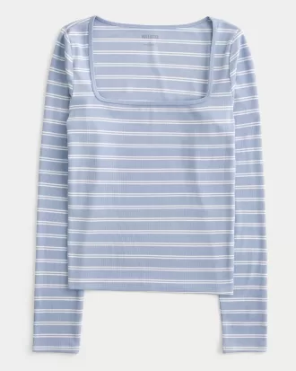 Ribbed Seamless Fabric Square-Neck Top,Ribbed Seamless Fabric Square-Neck Top Ribbed Seamless Fabric Square-Neck Top,Ribbed Seamless Fabric Square-Neck Top