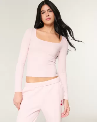 Ribbed Seamless Fabric Square-Neck Top,Ribbed Seamless Fabric Square-Neck Top Ribbed Seamless Fabric Square-Neck Top,Ribbed Seamless Fabric Square-Neck Top