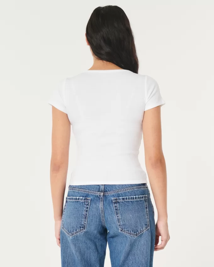 Ribbed Short-Sleeve Icon Henley,Ribbed Short-Sleeve Icon Henley