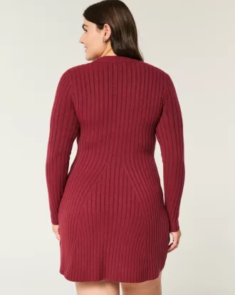 Ribbed Skater Mini Sweater Dress,Ribbed Skater Mini Sweater Dress
