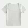 Ribbed Square-Neck Baby Tee,Ribbed Square-Neck Baby Tee Ribbed Square-Neck Baby Tee,Ribbed Square-Neck Baby Tee