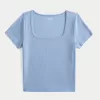 Ribbed Square-Neck Baby Tee,Ribbed Square-Neck Baby Tee Ribbed Square-Neck Baby Tee,Ribbed Square-Neck Baby Tee
