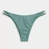 Ribbed Strappy High-Leg Cheekiest Bikini Bottom,Ribbed Strappy High-Leg Cheekiest Bikini Bottom