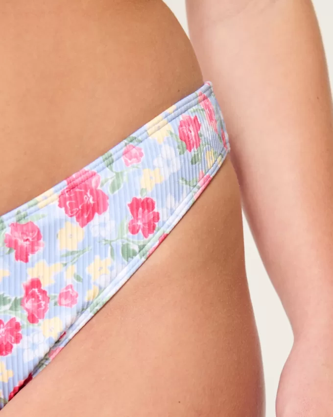 Ribbed V-Front High-Leg Cheeky Bikini Bottom,Ribbed V-Front High-Leg Cheeky Bikini Bottom