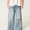 Ripped Light Wash Extreme Baggy Jeans,Ripped Light Wash Extreme Baggy Jeans