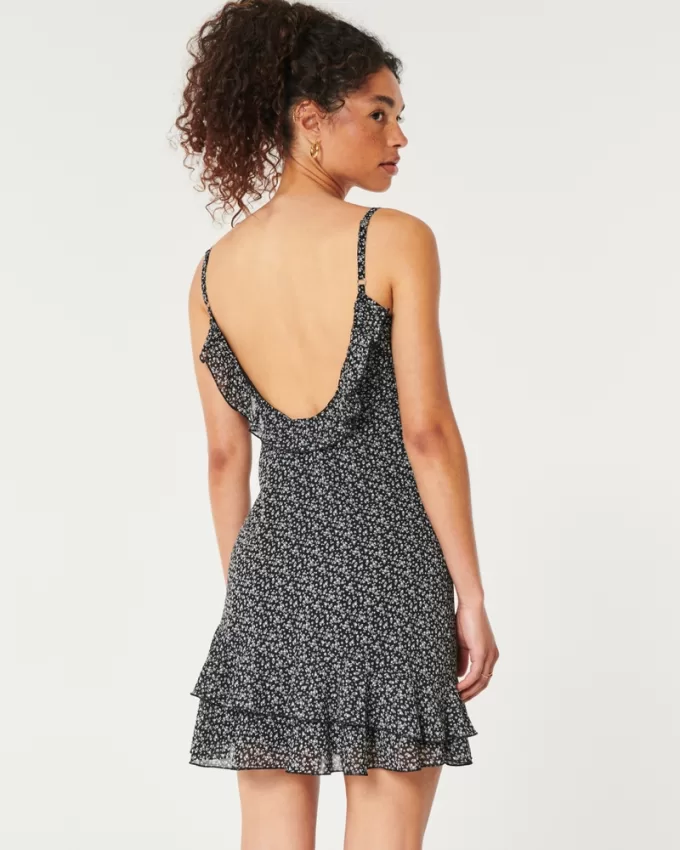 Ruffle Chiffon Mini Dress,Ruffle Chiffon Mini Dress