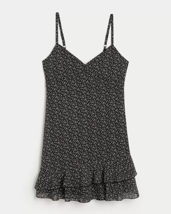 Ruffle Chiffon Mini Dress,Ruffle Chiffon Mini Dress