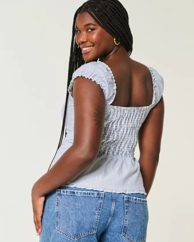 Ruffle Trim Poplin Blouse,Ruffle Trim Poplin Blouse Ruffle Trim Poplin Blouse,Ruffle Trim Poplin Blouse