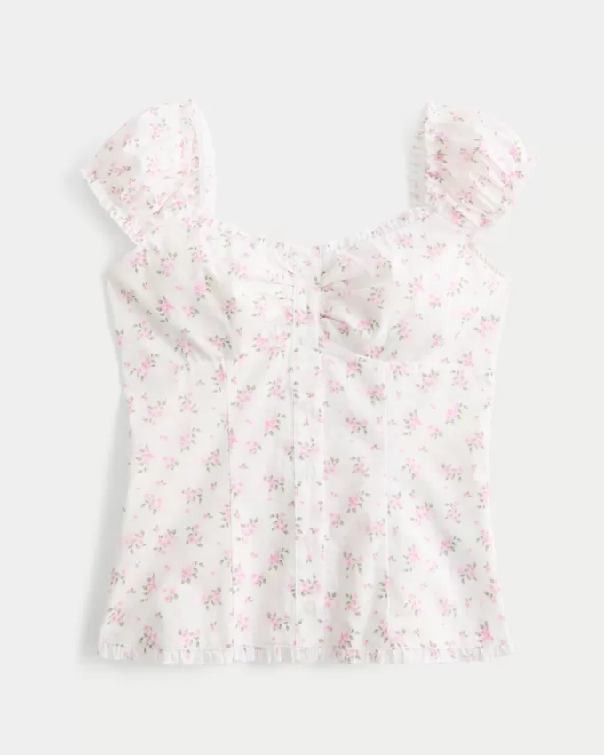 Ruffle Trim Poplin Blouse,Ruffle Trim Poplin Blouse Ruffle Trim Poplin Blouse,Ruffle Trim Poplin Blouse