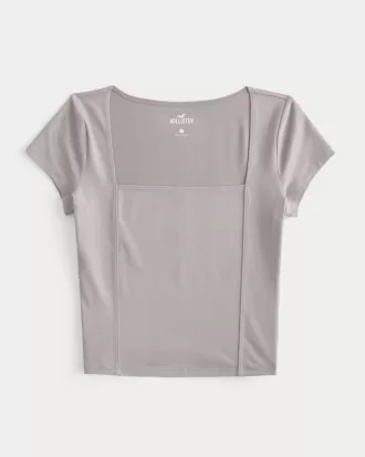 Seamed Square-Neck T-Shirt,Seamed Square-Neck T-Shirt