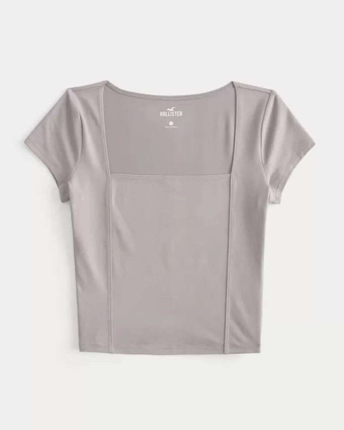 Seamed Square-Neck T-Shirt,Seamed Square-Neck T-Shirt Seamed Square-Neck T-Shirt,Seamed Square-Neck T-Shirt