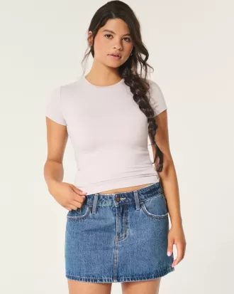 Seamless Fabric Longline Crew Baby Tee,Seamless Fabric Longline Crew Baby Tee