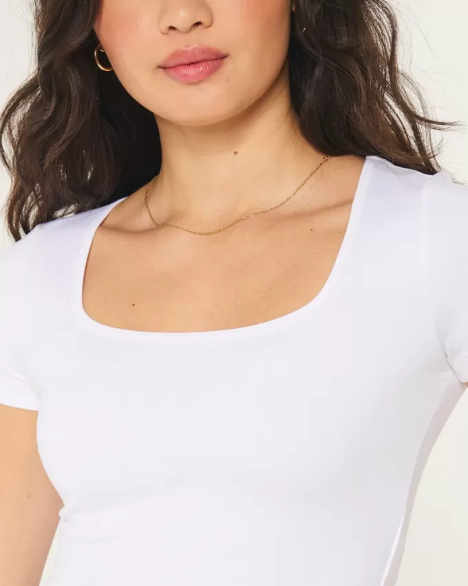 Seamless Fabric Square-Neck Baby Tee,Seamless Fabric Square-Neck Baby Tee