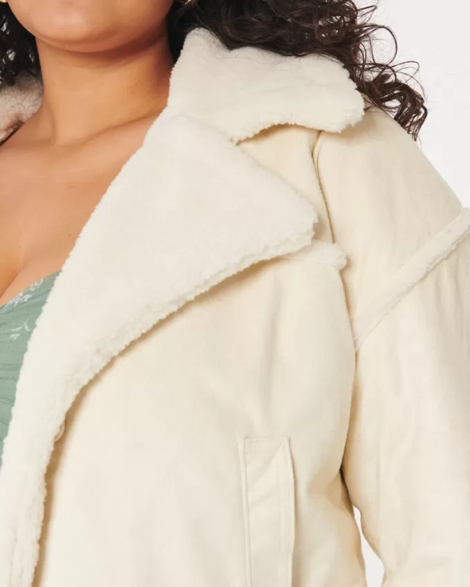 Sherpa-Lined Faux Suede Crop Biker Jacket,Sherpa-Lined Faux Suede Crop Biker Jacket Sherpa-Lined Faux Suede Crop Biker Jacket,Sherpa-Lined Faux Suede Crop Biker Jacket