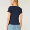 Short-Sleeve Button-Through Pointelle Top,Short-Sleeve Button-Through Pointelle Top