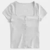Short-Sleeve Button-Through Pointelle Top,Short-Sleeve Button-Through Pointelle Top Short-Sleeve Button-Through Pointelle Top,Short-Sleeve Button-Through Pointelle Top