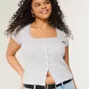 Short-Sleeve Button-Through Pointelle Top,Short-Sleeve Button-Through Pointelle Top Short-Sleeve Button-Through Pointelle Top,Short-Sleeve Button-Through Pointelle Top
