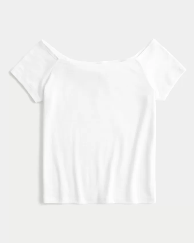 Short Sleeve Skimming Off-the-Shoulder Top,Short Sleeve Skimming Off-the-Shoulder Top Short Sleeve Skimming Off-the-Shoulder Top,Short Sleeve Skimming Off-the-Shoulder Top