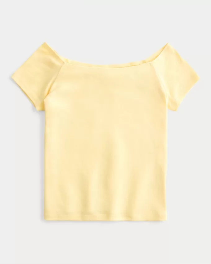 Short Sleeve Skimming Off-the-Shoulder Top,Short Sleeve Skimming Off-the-Shoulder Top Short Sleeve Skimming Off-the-Shoulder Top,Short Sleeve Skimming Off-the-Shoulder Top
