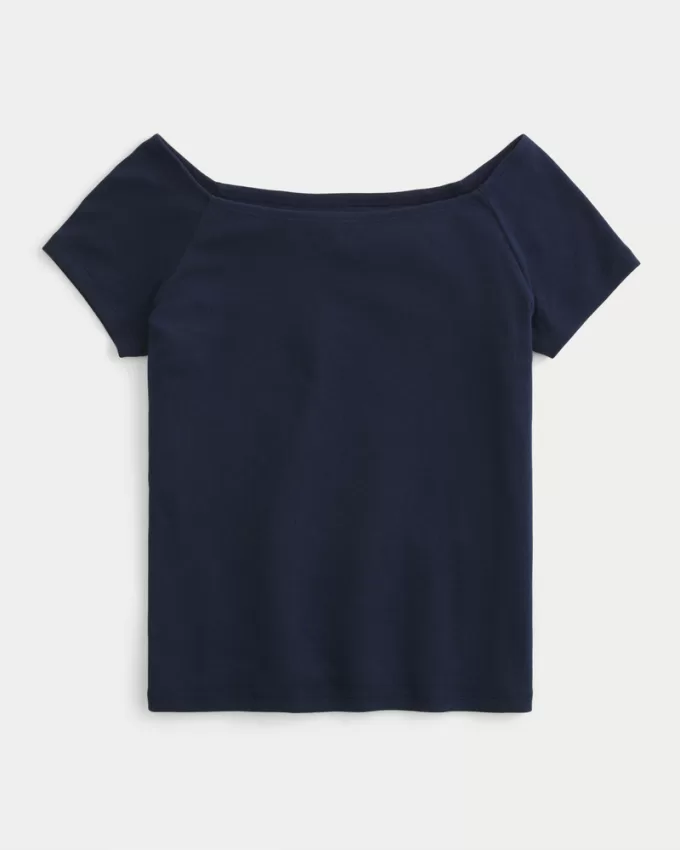 Short Sleeve Skimming Off-the-Shoulder Top,Short Sleeve Skimming Off-the-Shoulder Top Short Sleeve Skimming Off-the-Shoulder Top,Short Sleeve Skimming Off-the-Shoulder Top