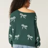 Slouchy Bow Graphic Sweater,Slouchy Bow Graphic Sweater Slouchy Bow Graphic Sweater,Slouchy Bow Graphic Sweater