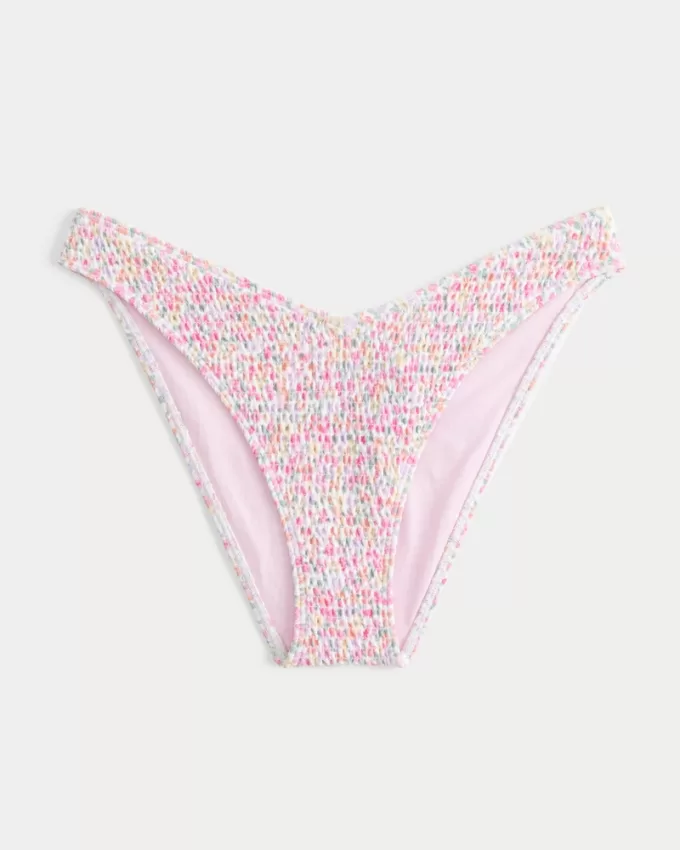 Smocked High-Leg Cheeky Bikini Bottom,Smocked High-Leg Cheeky Bikini Bottom