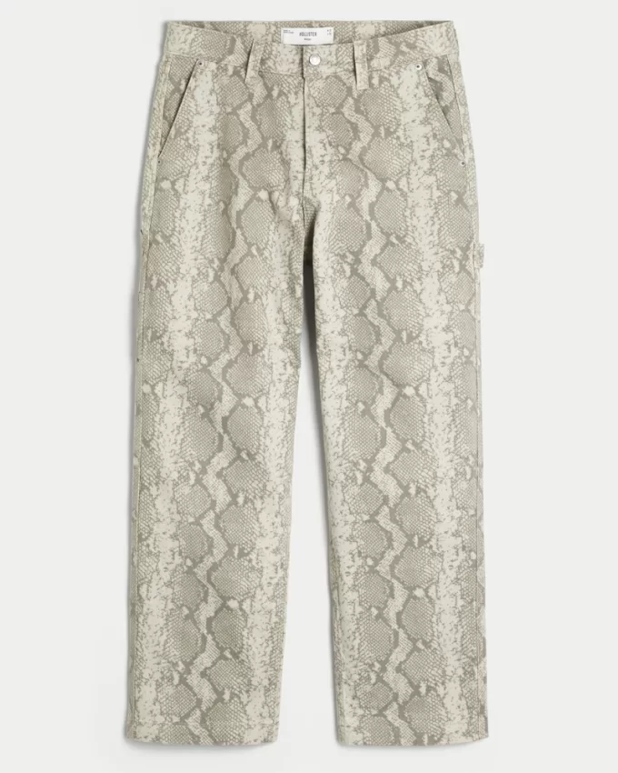 Snake Skin Print Baggy Painter Jeans,Snake Skin Print Baggy Painter Jeans Snake Skin Print Baggy Painter Jeans,Snake Skin Print Baggy Painter Jeans