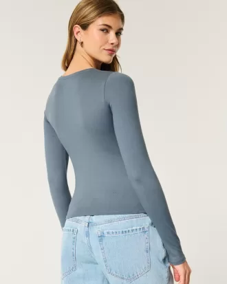 Soft Stretch Seamless Fabric Long-Sleeve Crew Top,Soft Stretch Seamless Fabric Long-Sleeve Crew Top