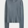 Soft Stretch Seamless Fabric Long-Sleeve Crew Top,Soft Stretch Seamless Fabric Long-Sleeve Crew Top