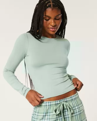 Soft Stretch Seamless Fabric Long-Sleeve Crew Top,Soft Stretch Seamless Fabric Long-Sleeve Crew Top