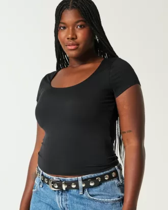 Soft Stretch Seamless Fabric Scoop Top,Soft Stretch Seamless Fabric Scoop Top